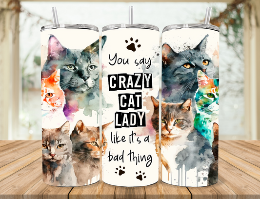 You Say Crazy Cat Lady Skinny Tumbler