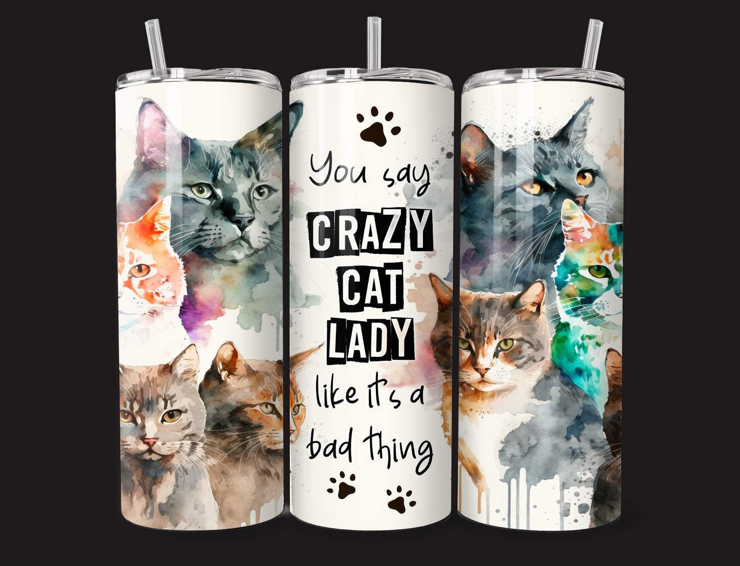 Crazy Cat Lady Skinny Tumbler