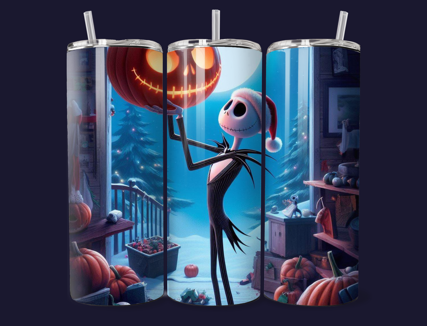 Vaso delgado navideño Jack Skeleton