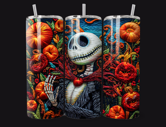 Jack Skeleton Knitting Effect Skinny Tumbler